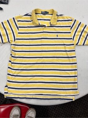 Ralph Lauren Yellow and Navy Striped Polo